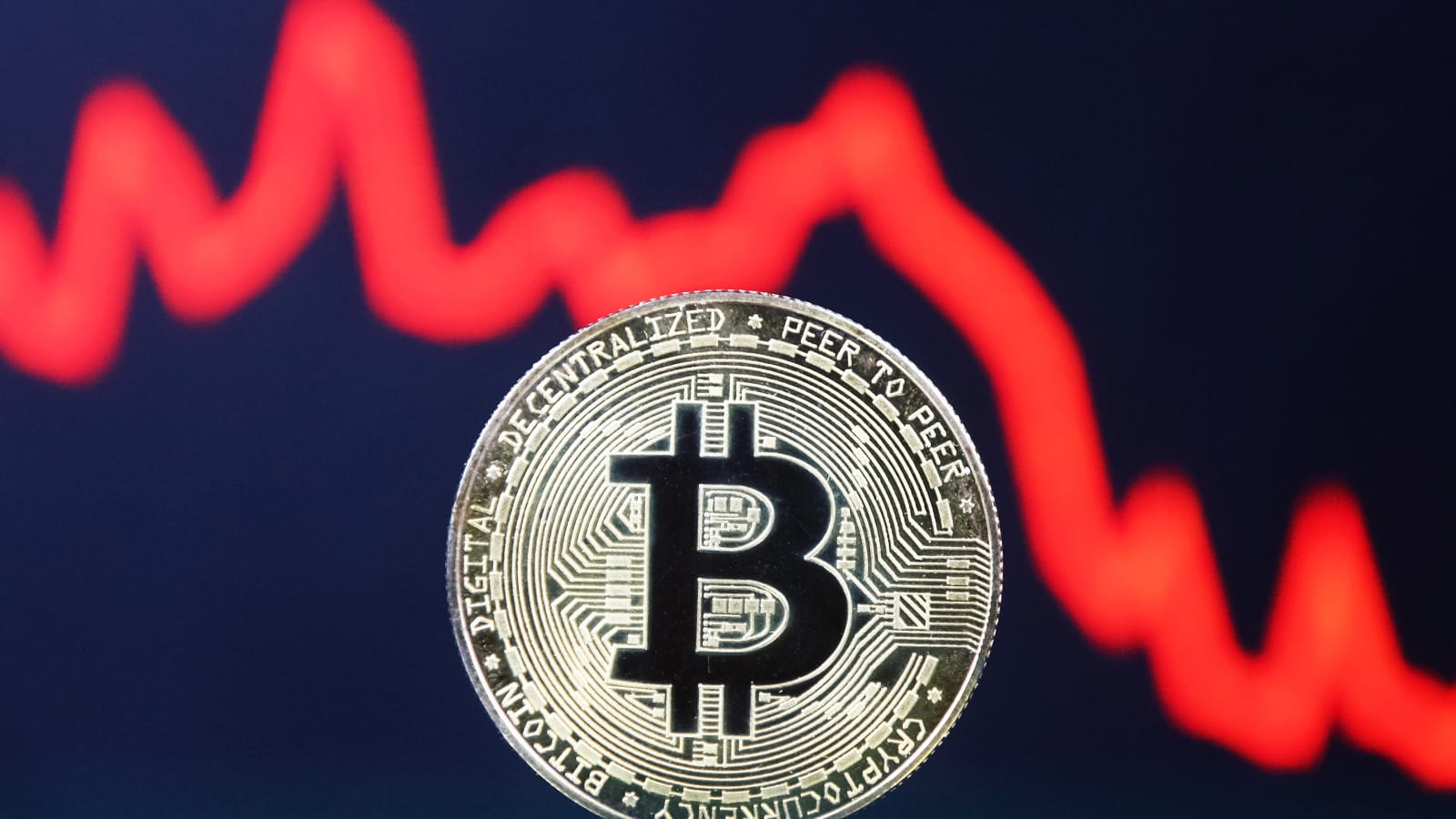 Line graph showing a downward trend in Bitcoin value over time. The x-axis represents time, and the y-axis represents Bitcoin value. The graph is titled "Bitcoin Price - Past 4 Months